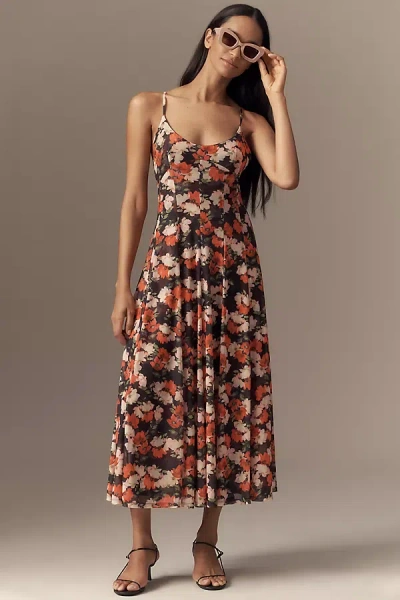 By Anthropologie Scoop-neck Mesh A-line Midi Dress In Multicolor