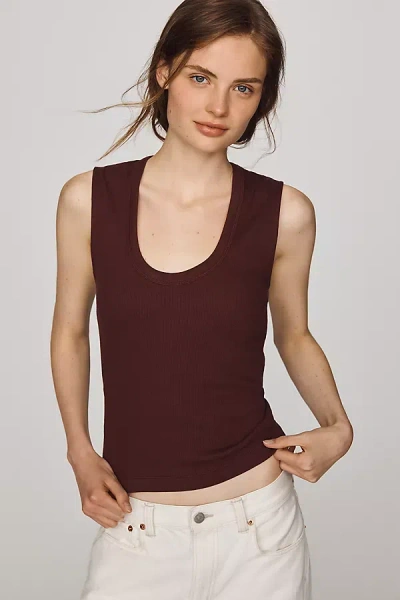 By Anthropologie Scoop-neck Muscle Tank Top In Burgundy