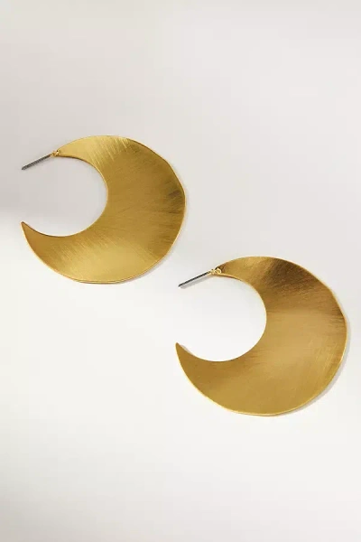 By Anthropologie Scratched Metal Crescent Earrings In Gold