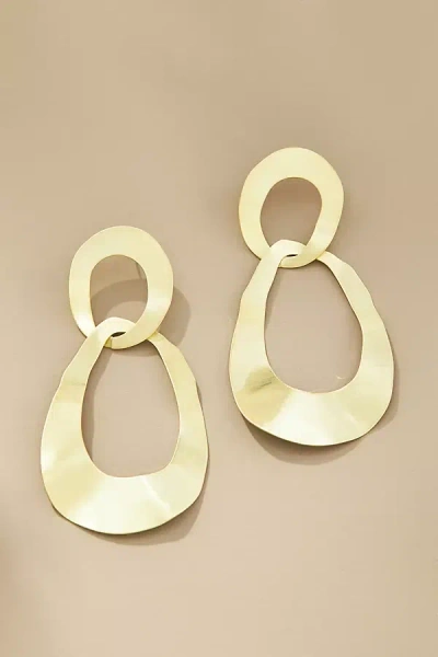 By Anthropologie Scratched Metal Double Drop Earrings In Gold