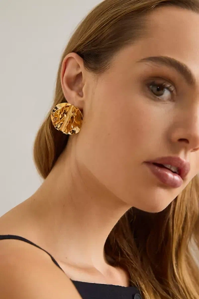 By Anthropologie Scrunch Ball Post Earrings In Gold
