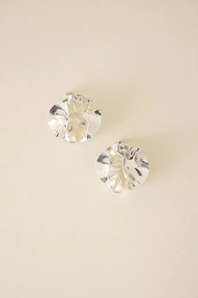By Anthropologie Scrunch Ball Post Earrings In Silver