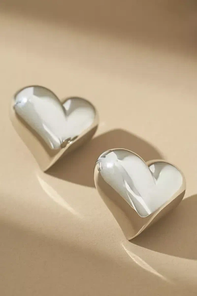 By Anthropologie Sculpted Heart Post Earrings In Silver