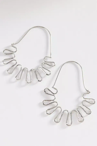 By Anthropologie Sculpted Loop Hoop Earrings In Silver