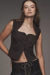 By Anthropologie Sculpted Vest Top In Brown