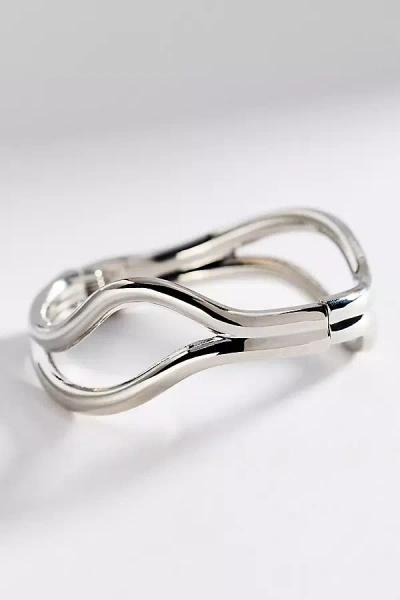 By Anthropologie Sculptural Hinged Bangle Bracelet In Metallic