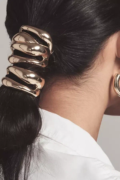 By Anthropologie Sculptural Metal Cuff Hair Ties, Set Of 3 In Gold
