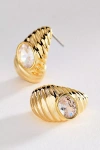 By Anthropologie Sculptural Ribbed Crystal Post Earrings In Gold