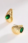 By Anthropologie Sculptural Ribbed Crystal Post Earrings In Gold