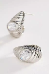 By Anthropologie Sculptural Ribbed Crystal Post Earrings In White