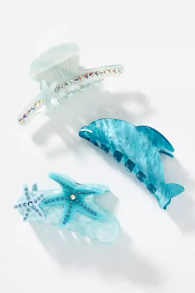 By Anthropologie Sea Life Hair Clips, Set Of 3 In Blue