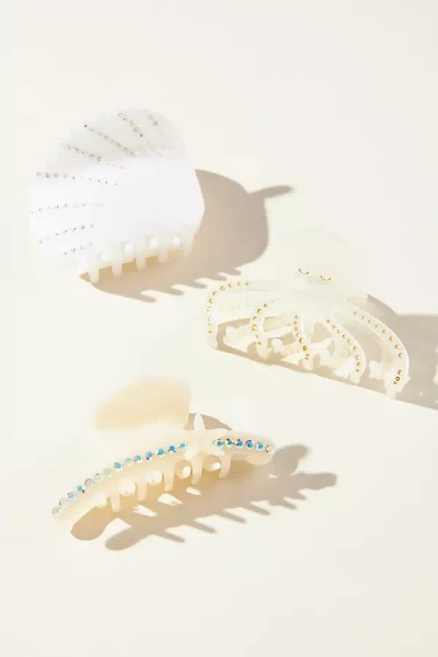 By Anthropologie Sea Life Hair Clips, Set Of 3 In White