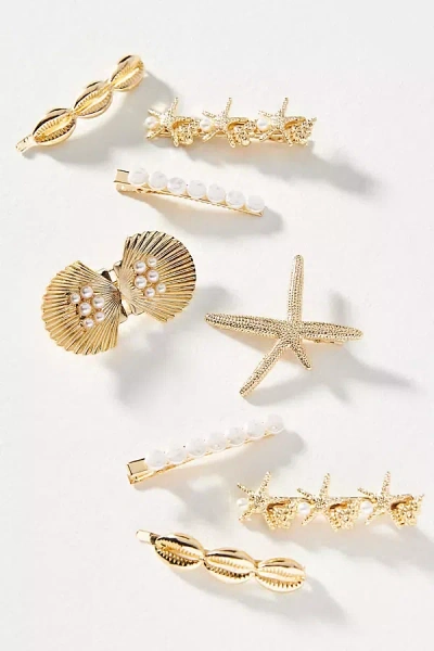 By Anthropologie Sea Life Hair Clips, Set Of 8 In Gold