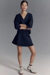 By Anthropologie Seamed Scuba Mini Skirt In Blue
