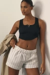 By Anthropologie Seamless Henley Crop Top In Black