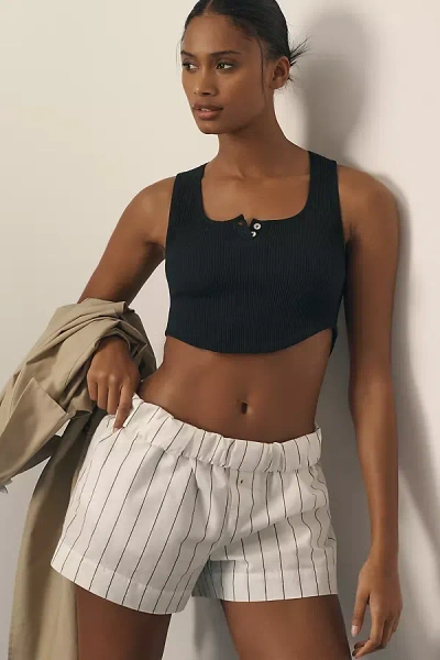 By Anthropologie Seamless Henley Crop Top In Black