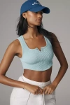 By Anthropologie Seamless Henley Crop Top In Blue