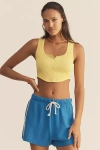 By Anthropologie Seamless Henley Crop Top In Yellow