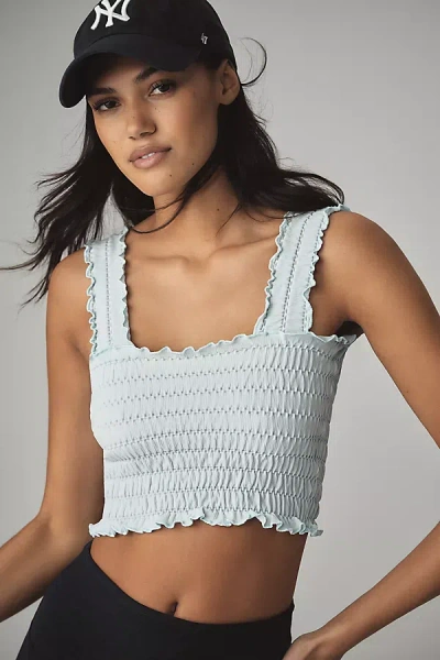 By Anthropologie Seamless Smocked Square-neck Tank Top In Blue