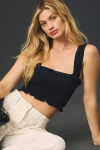 By Anthropologie Seamless Smocked Squareneck Tank Top In Black