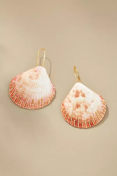 By Anthropologie Seashell Floral Drop Earrings In Gold