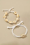 By Anthropologie Seashell Rope Mix Bracelets, Set Of 2 In White
