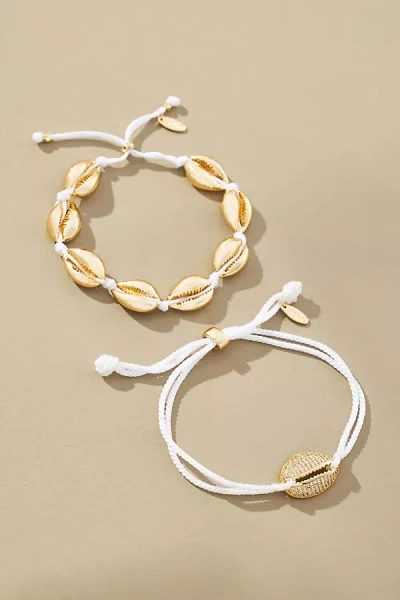 By Anthropologie Seashell Rope Mix Bracelets, Set Of 2 In White