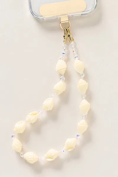 By Anthropologie Seashells Beaded Phone Chain In Silver