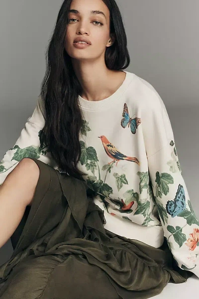 By Anthropologie Secret Garden Long-sleeve Crew-neck Sweater In Neutral
