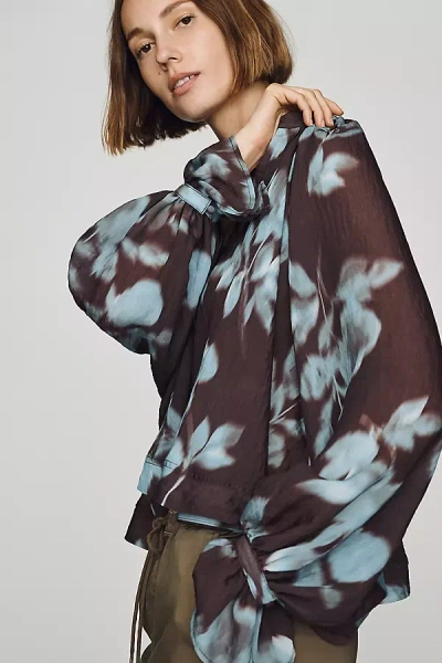 By Anthropologie Semi-sheer Swing Blouse In Brown