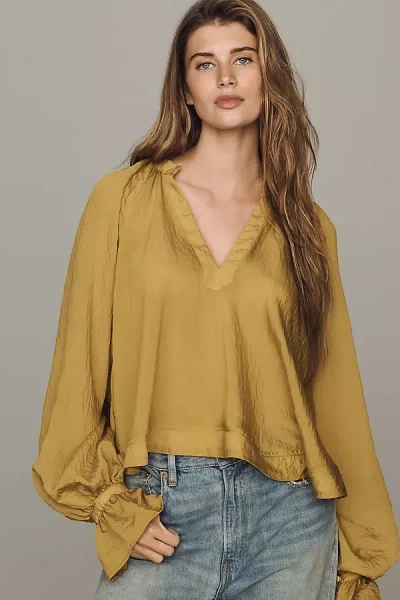 By Anthropologie Semi-sheer Swing Blouse In Green