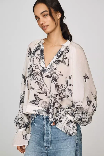 By Anthropologie Semi-sheer Swing Blouse In Neutral