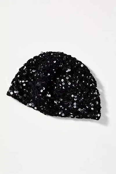 By Anthropologie Sequin Knit Skullcap In Black