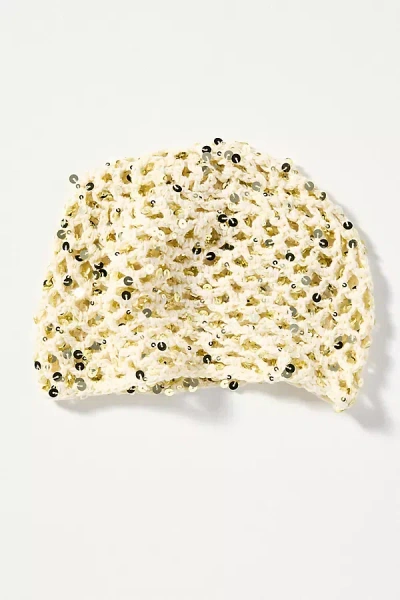 By Anthropologie Sequin Knit Skullcap In Neutral