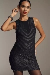 By Anthropologie Sequin Mini Dress In Black