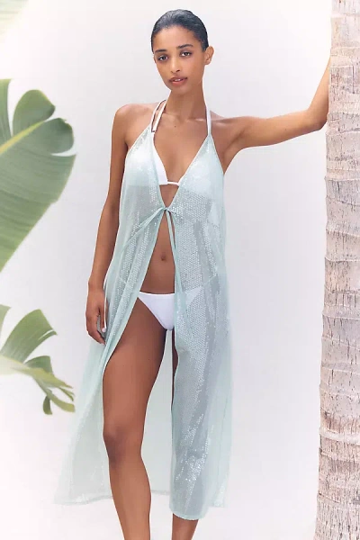 By Anthropologie Sequin Sheer Kaftan In Blue