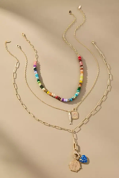 By Anthropologie Shades Of Sea Layered Necklaces: Charm Edition