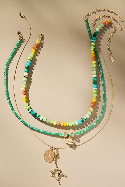 By Anthropologie Shades Of Sea Layered Necklaces: Charm Edition
