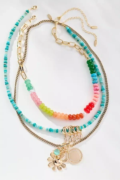 By Anthropologie Shades Of Sea Layered Necklaces: Charm Edition