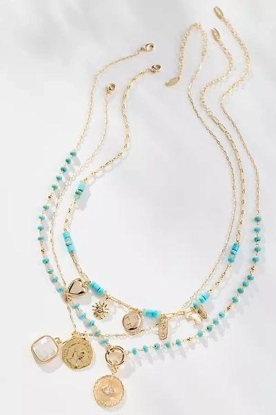 By Anthropologie Shades Of Sea Layered Necklaces: Charm Edition