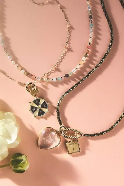 By Anthropologie Shades Of Sea Layered Necklaces: Delicate Charm Edition In Multi