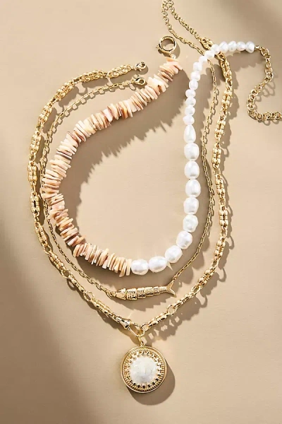By Anthropologie Shades Of Sea Layered Necklaces: Charm Edition In Beige