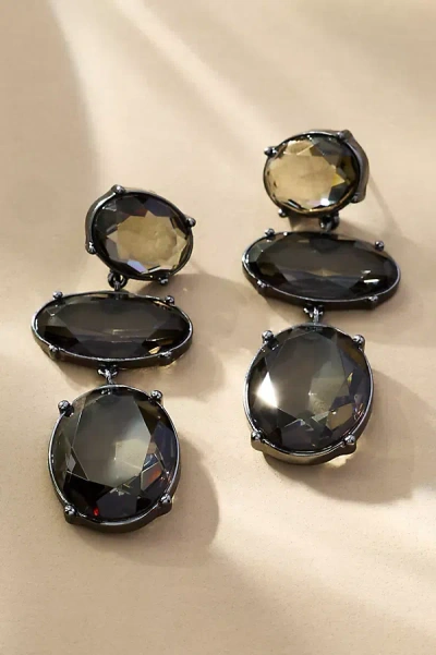 By Anthropologie Shaped Crystal Drop Earrings In Silver