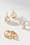 By Anthropologie Shaped Crystal Earrings, Set Of 3 In Gold