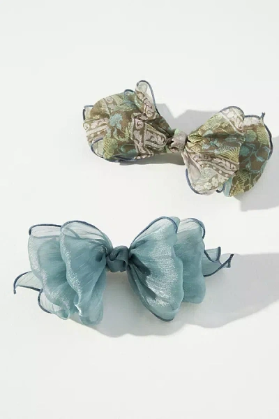 By Anthropologie Sheer Bow Hair Clips, Set Of 2 In Gold