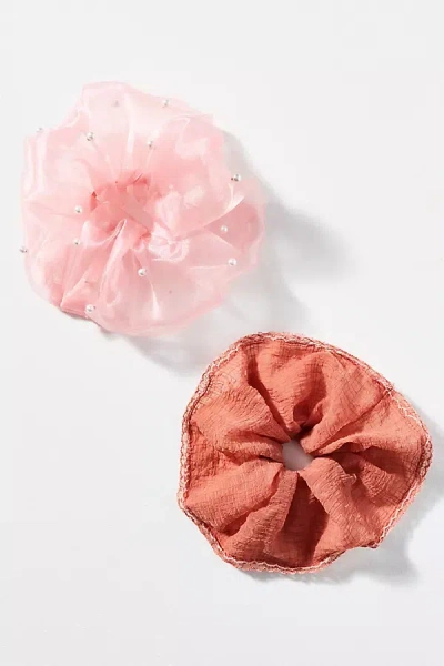 By Anthropologie Sheer Embellished Scrunchies, Set Of 2 In Multi