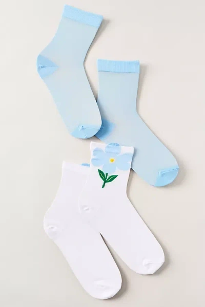 By Anthropologie Sheer Icon Socks, Set Of 2 In Multi