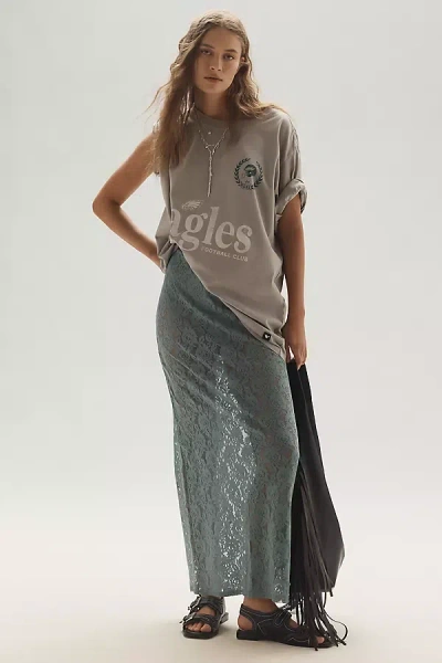 By Anthropologie Sheer Lace Midi Skirt In Green