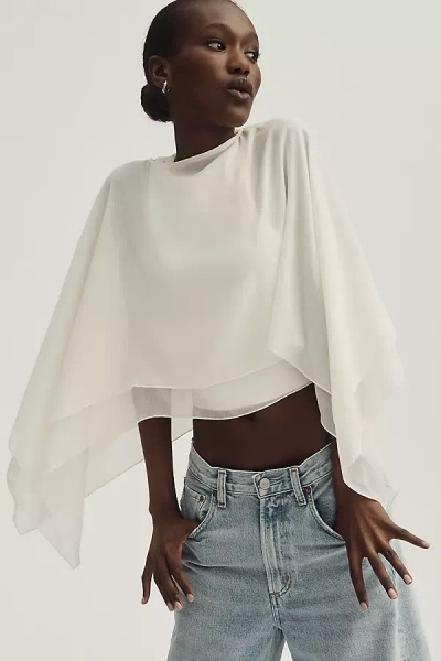 By Anthropologie Sheer Layered Poncho In White