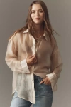 By Anthropologie Sheer Long-sleeve Buttondown In Neutral
